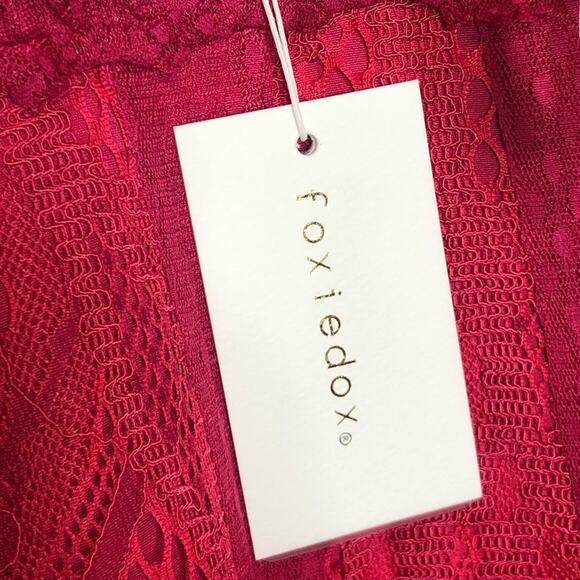 NWT Foxiedox Raspberry Gloria Lace Sheer Waist Dress Size XSmall - Picture 12 of 13